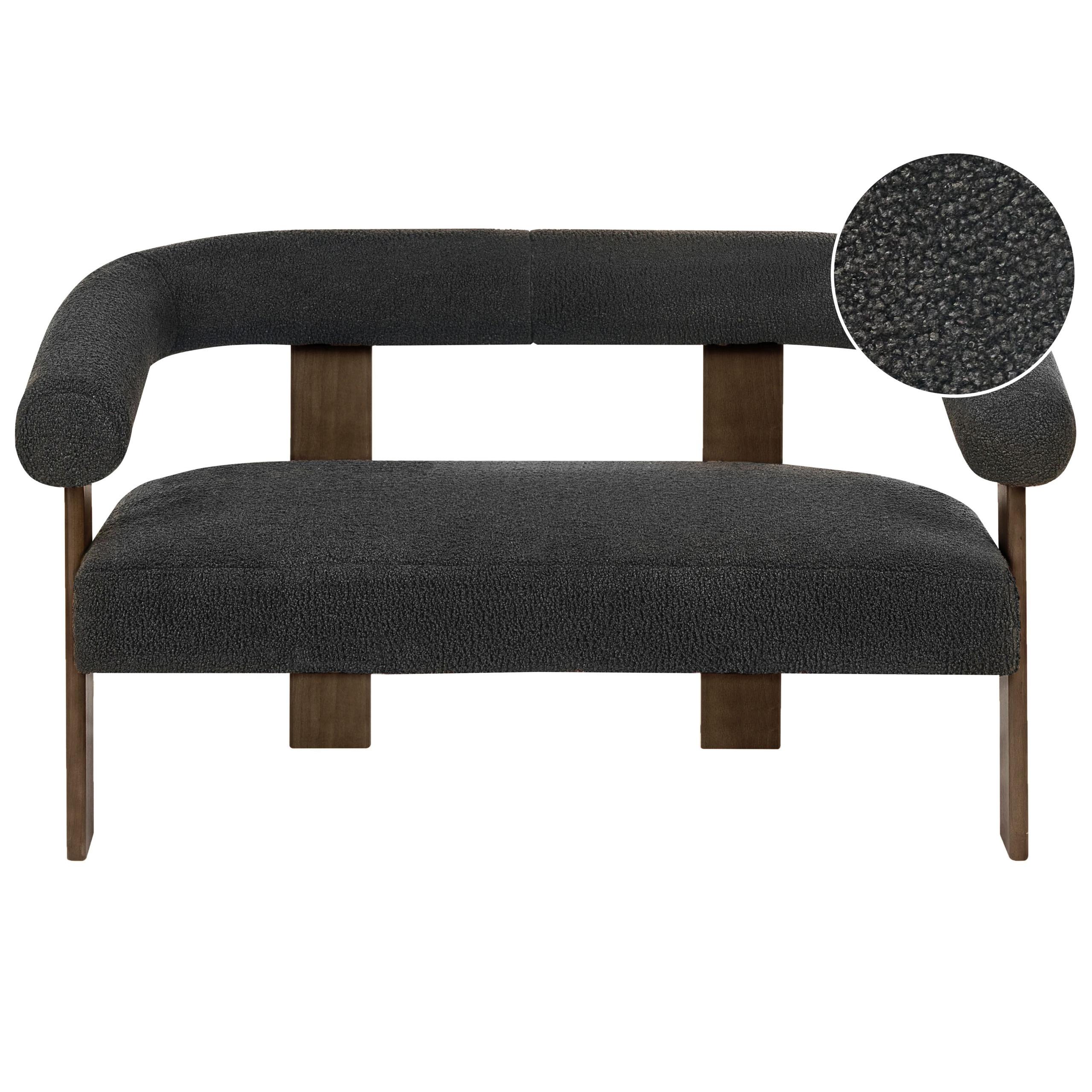 2-SITZER-SOFA Bouclé Schwarz/Dunkelbraun Ilbro - Schwarz, Textil (138/76/68cm) - Beliani