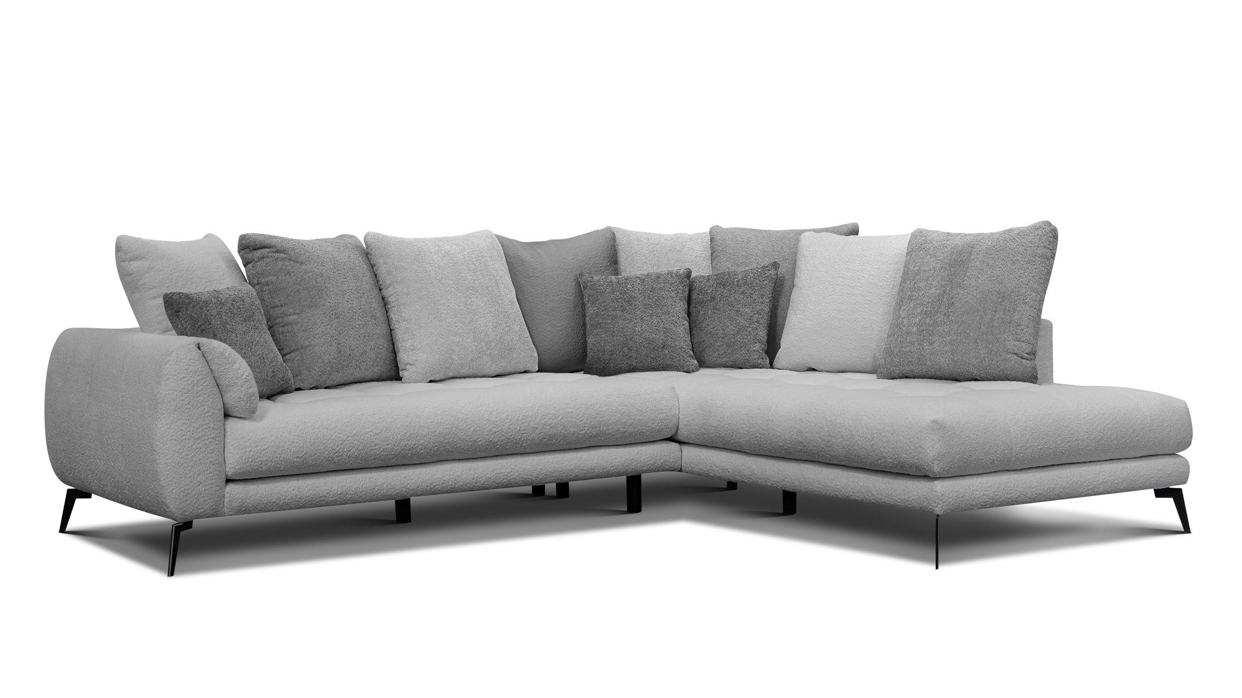 ECKSOFA CALME 5-Sitzer, hellgrau und dunkelgrau - Hellgrau/Schwarz, Holz/Textil (294/229cm) - Wozimo