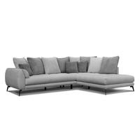 ECKSOFA CALME 5-Sitzer, hellgrau und dunkelgrau - Hellgrau/Schwarz, Holz/Textil (294/229cm) - Wozimo