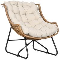 GARTENSESSEL mit dickem Sitzkissen, Stahl, Khaki, 75 x 101 x 90 cm - Braun, Kunststoff (75/90/101cm) - Outsunny