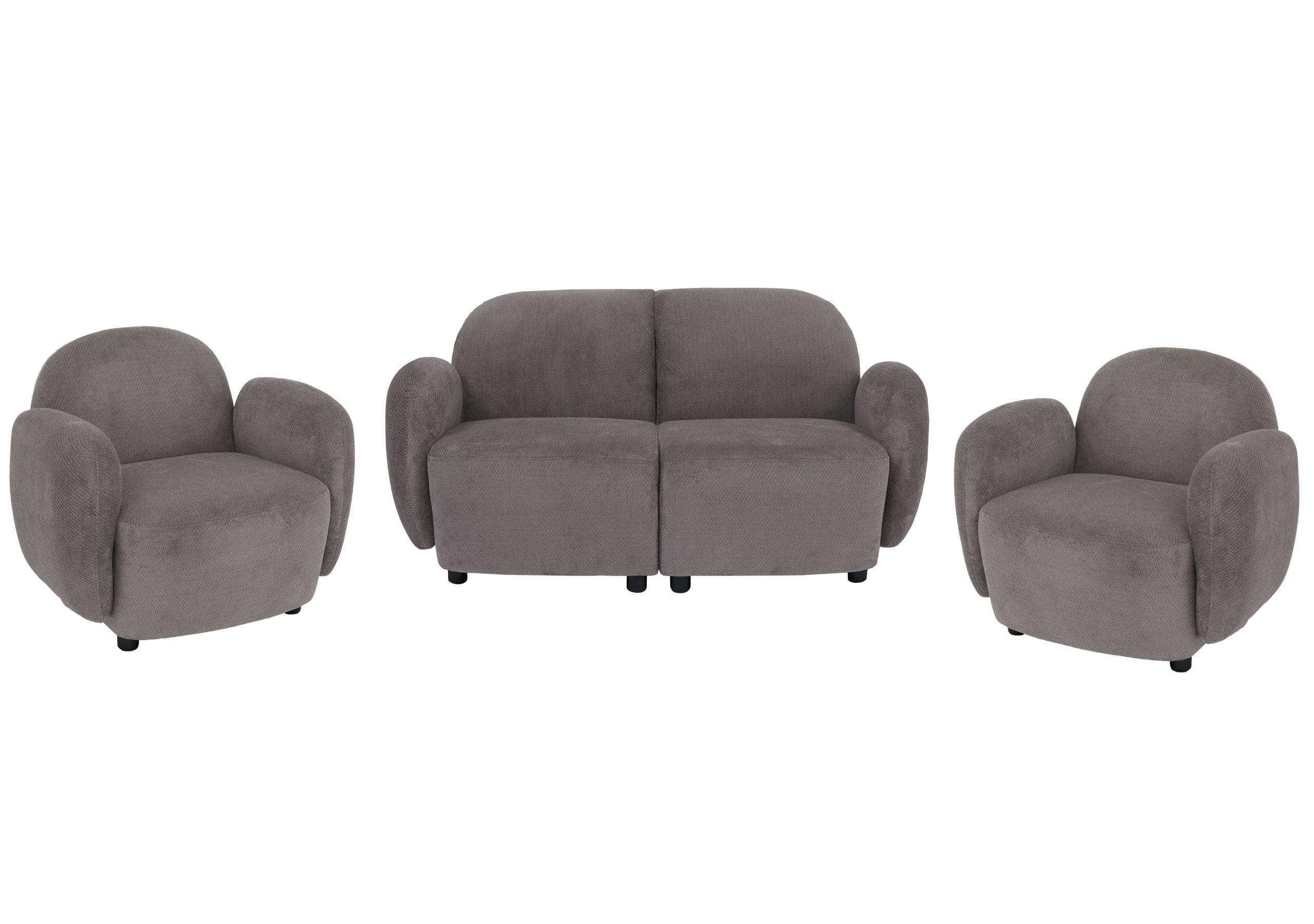 WOHNZIMMER-SET Hellgrau - Hellgrau, Textil (148/77/79cm) - MCW