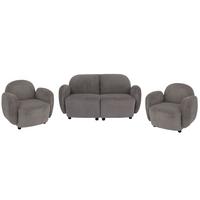 WOHNZIMMER-SET Hellgrau - Hellgrau, Textil (148/77/79cm) - MCW