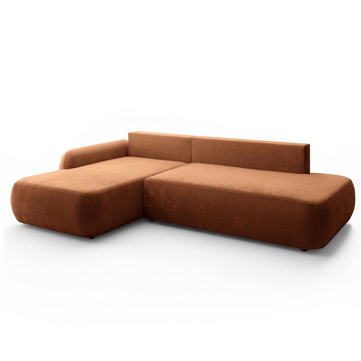 ECKSOFA GOYA mit Schlaffunktion und Bettkasten, Linke, Perfect Harmony 52 - Rotbraun, Textil (184/302cm) - Lookway
