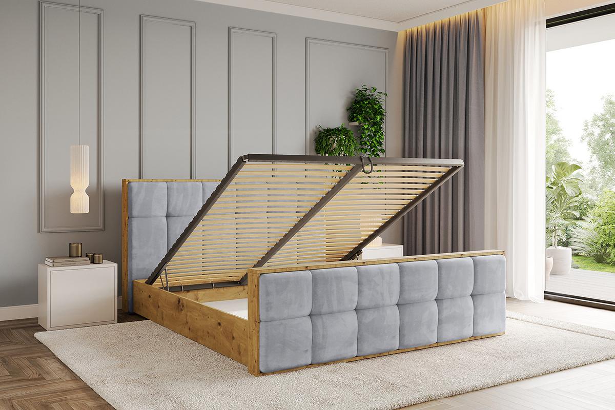 POLSTERBETT mit Bettkasten, Fußteil und Lattenrost, Boxbett ohne Matratze - ENZO7-Z 180x200 - Hellgrau, Holzwerkstoff/Textil (180/200cm) - ALTDECOR