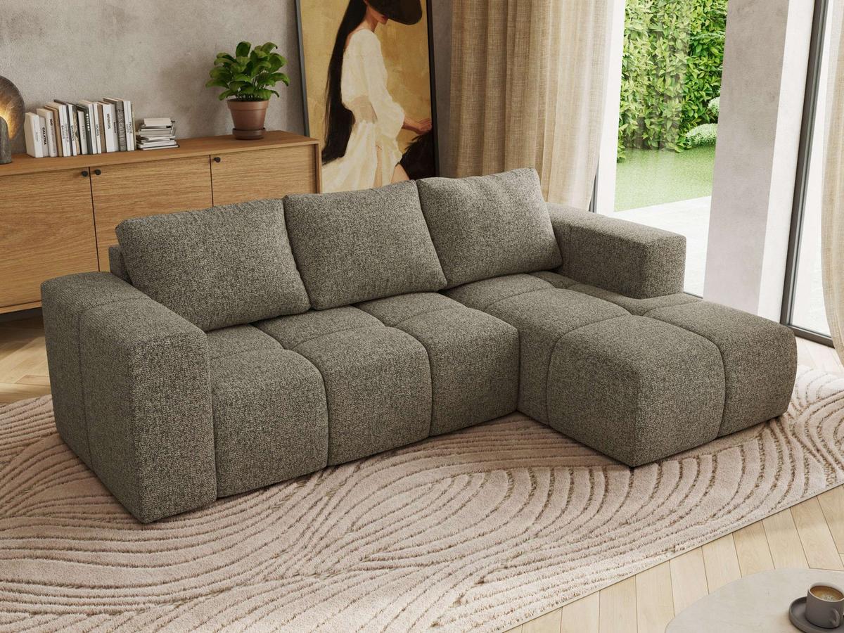 ECKSOFA MONIVA Grau Strukture - Rechts - Schwarz/Grau, Kunststoff/Textil (266/164cm) - MKS