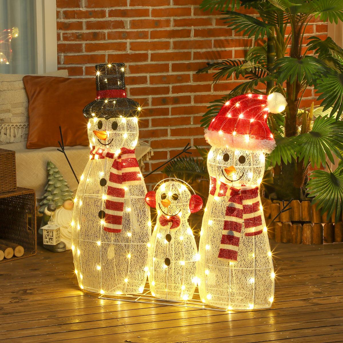 148ER LED Schneemann, Weihnachtsdeko in warmweiß, Weihnachtsbeleuchtung - Weiß, Kunststoff/Metall (34/93/67cm) - Outsunny
