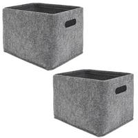 AUFBEWAHRUNGKORB FILZ 2er Set 32/26 , grau - Grau, Kunststoff (23/32/26cm) - Dunedesign