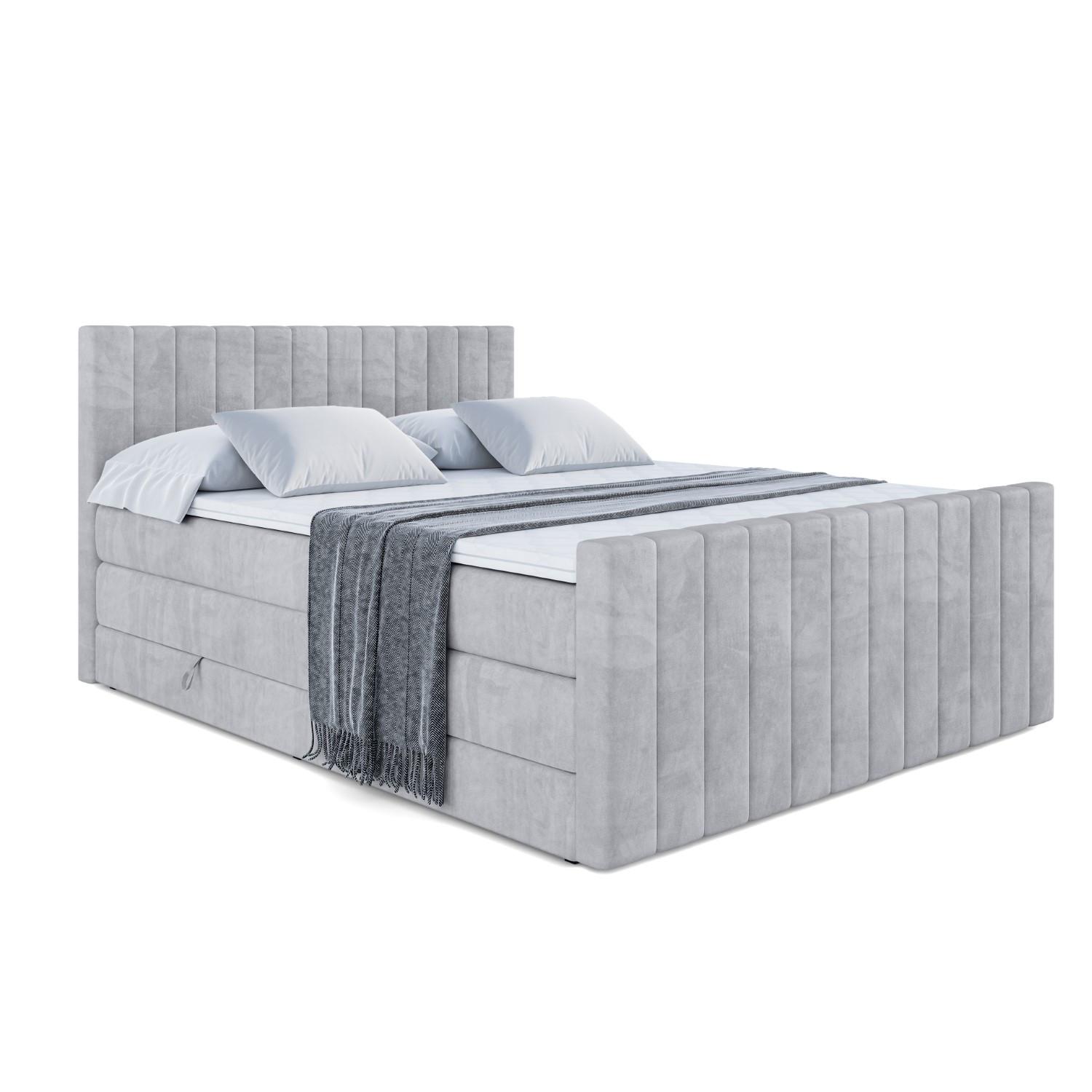 BOXSPRINGBETT EDITA-Z KING - 140x200 - H3/H4 - Hellgrau - Hellgrau, Holzwerkstoff (140/200cm) - ALTDECOR