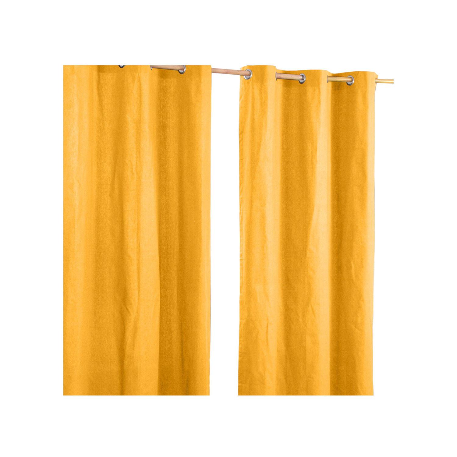 ÖSENVORHANG blickdicht 2er-Set, 117/137 cm - Currygelb, Textil (117/137cm) - Homescapes