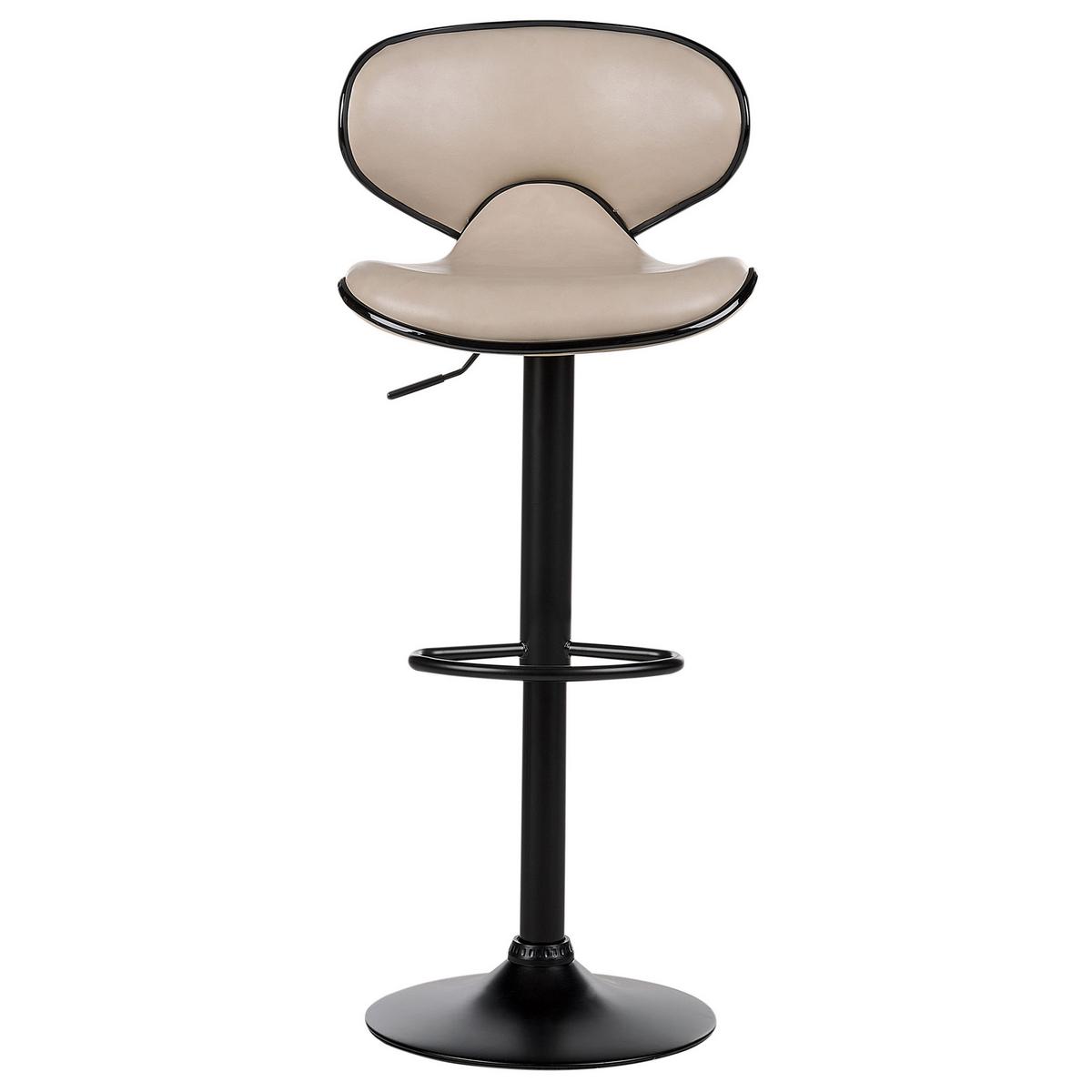 BARHOCKER 2er-Set Kunstleder hellbeige/schwarz höhenverstellbar Conway - Beige/Schwarz, Kunststoff (46/87/50cm) - Beliani