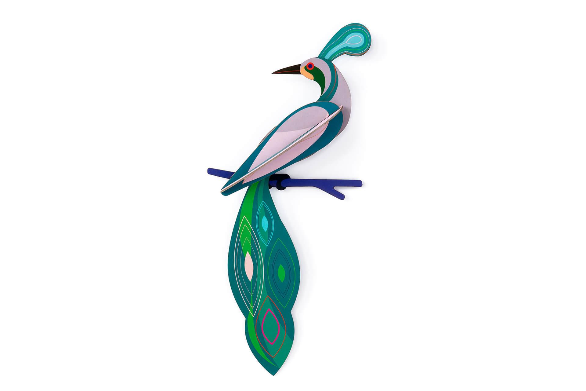 WANDDEKO Abstrakte Vogelform 18/5 cm - Grün, Wellpappe (18/5/40cm) - Studio Roof