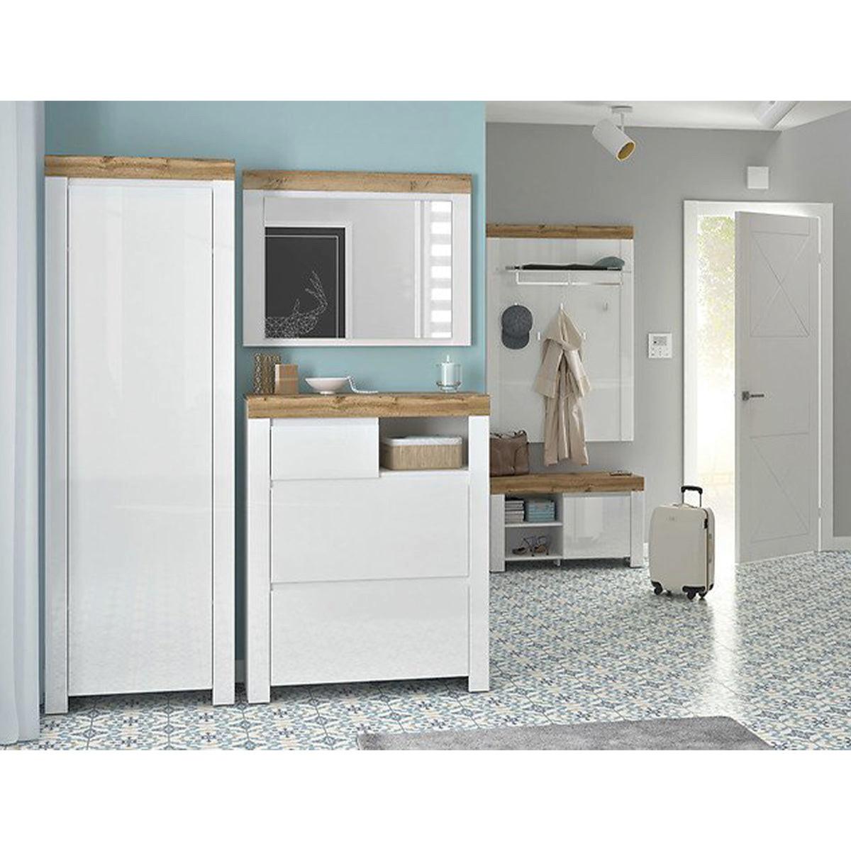 VITRINE Hella Weiß und Holz - Weiß, Holzwerkstoff (68/203/37cm) - Petits-meubles