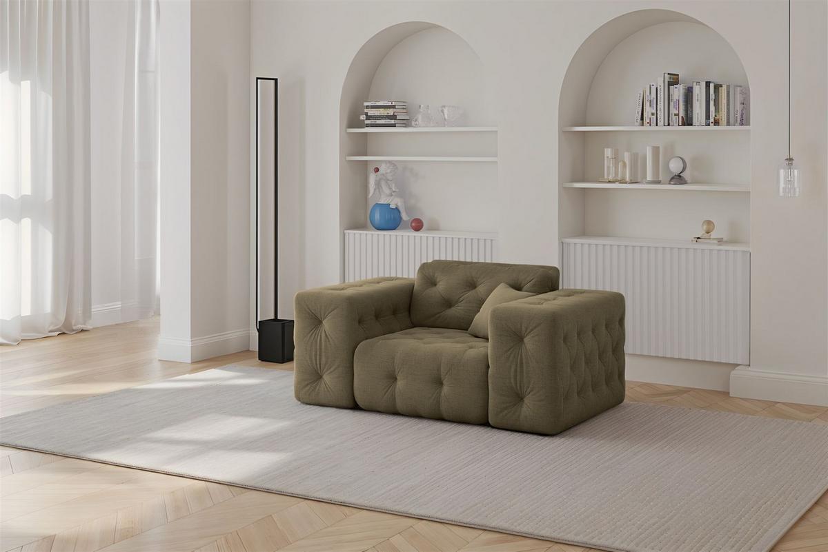 SOFASET Chantal In Moly - Grün, Holzwerkstoff/Textil (251/78/96cm) - Fun Möbel