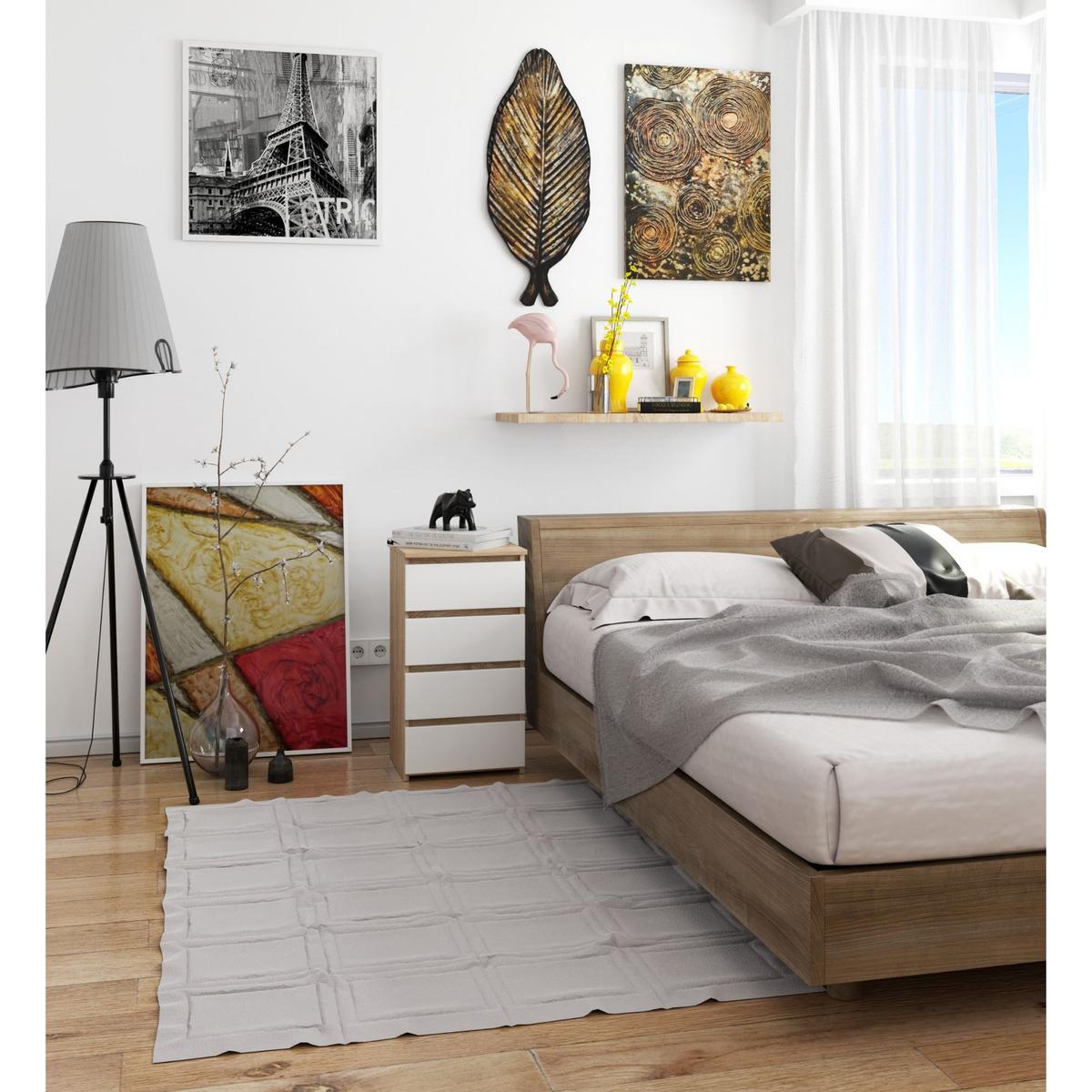 KOMMODE Eiche Sonoma, Weiß 74/40/35 - Weiß, Holzwerkstoff (40/74/35cm) - RAUMHIRSCH FURNITURE