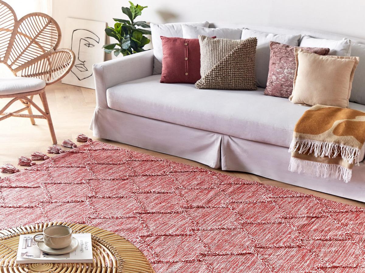 KURZFLOR-TEPPICH Nigde 200/140 cm - Rot, Textil (140/200cm) - Beliani