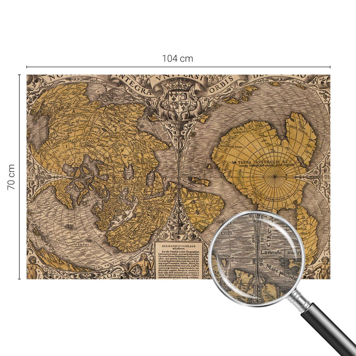 FOTOTAPETE 104x70 cm - Historische Kartographie - Gelb, Textil (104/70cm) - Wallfluent