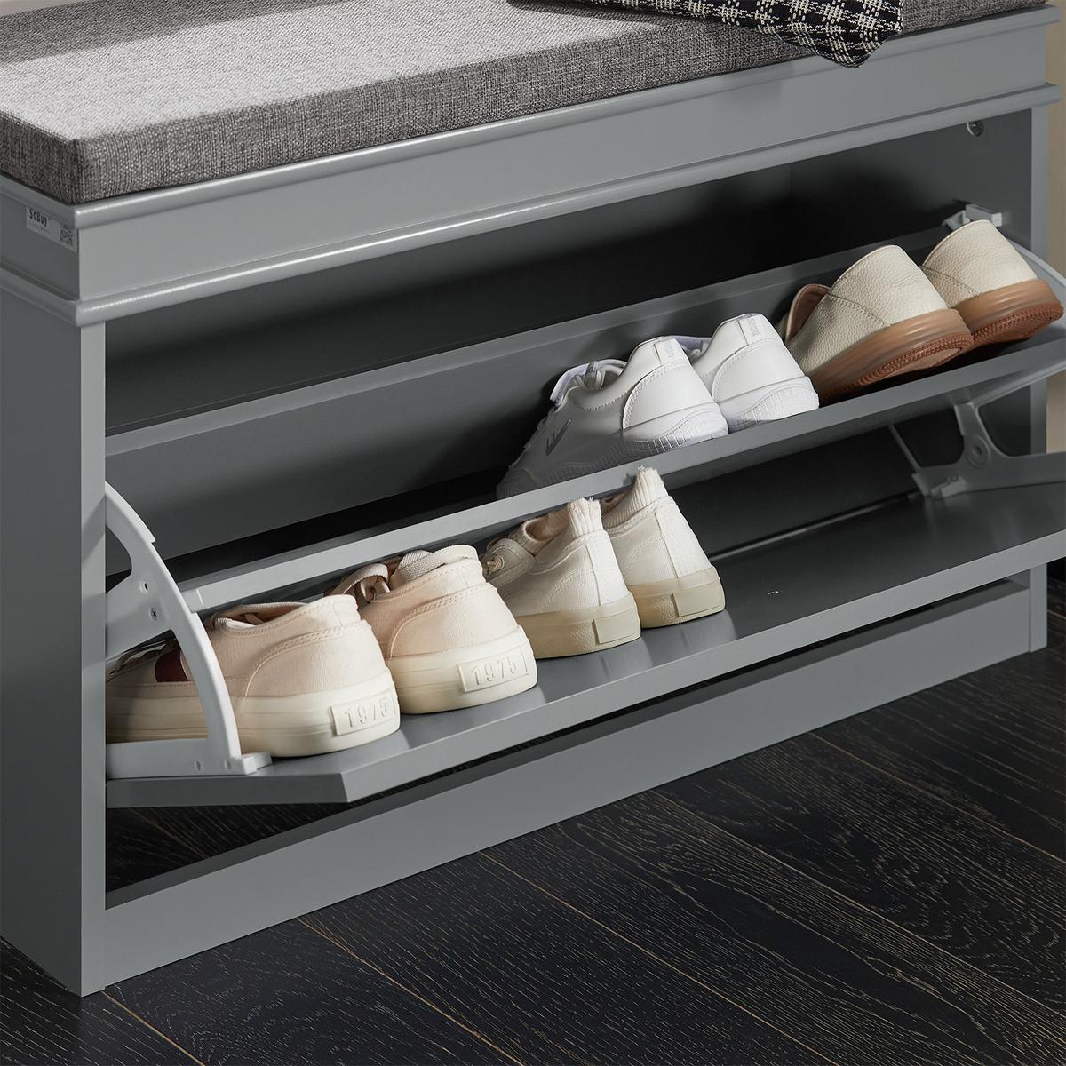 SCHUHBANK Grau - Grau, Holzwerkstoff (75/51/24cm) - SoBuy