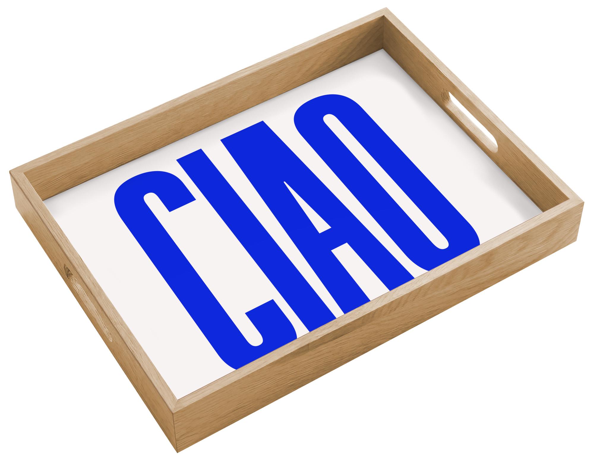 TABLETT Ciao - Großbuchstaben - Blau - Minimalistisch 40x30 cm - Blau, Holz (40/5/5cm) - OnlyWow