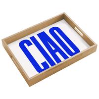 TABLETT Ciao - Großbuchstaben - Blau - Minimalistisch 40x30 cm - Blau, Holz (40/5/5cm) - OnlyWow