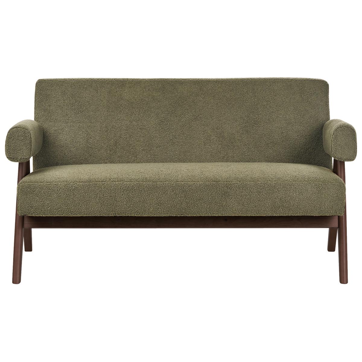 2-SITZER-SOFA Bouclé Grün/Dunkelbraun Tamre - Braun/Grün, Textil (148/79/78cm) - Beliani