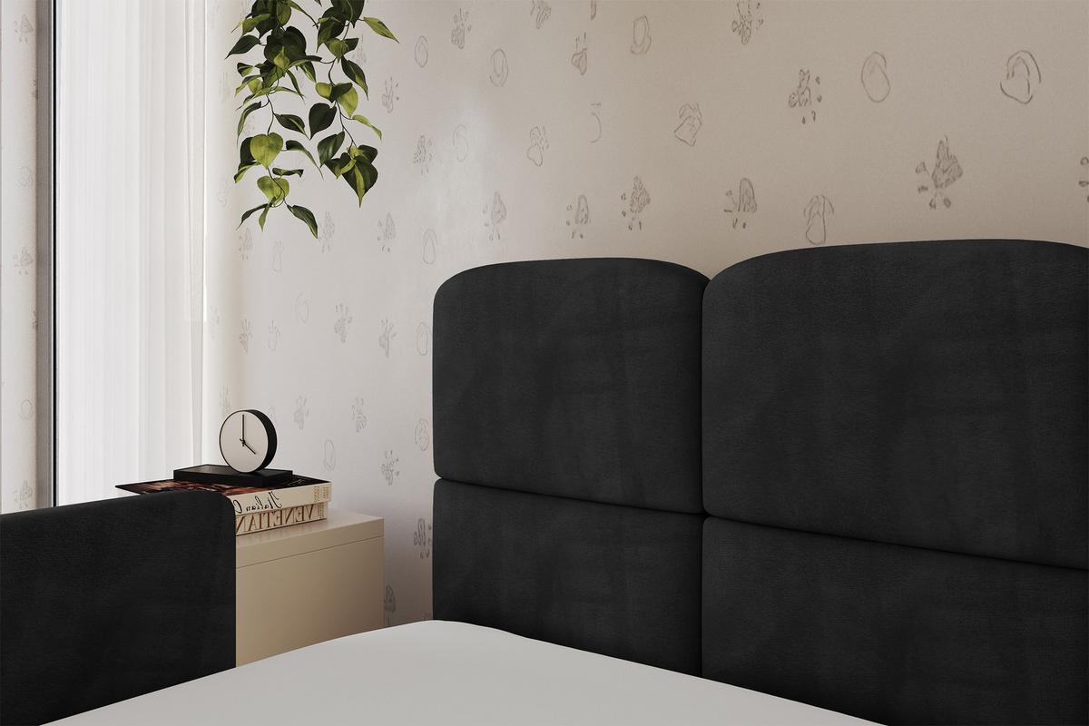 EINZELLBETT Jugendbett mit Bettkasten und Matratze H3/H4, Rechts - KIVY 80x200 Schwarz - Anthrazit, Holzwerkstoff/Textil (80/200cm) - ALTDECOR