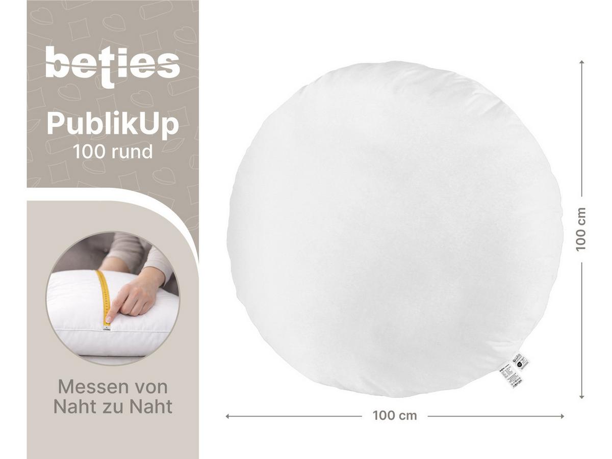 BODEN-/RUNDKISSEN Rund PublikUp gefüllt mit Schaumstoffflocken 100 cm Ø - Weiß, Naturmaterialien/Textil (100cm) - beties Heimtextil