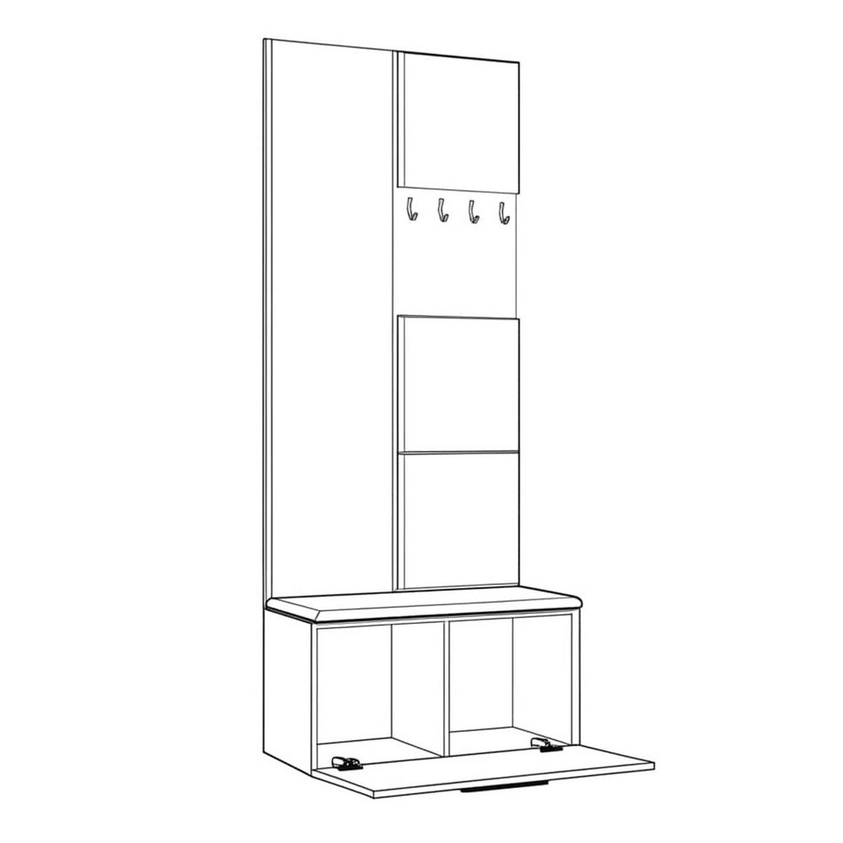 GARDEROBENSCHRANK MODULO 80,6/204/40 cm Modern Garderobe-Set Schwarz - Schwarz/Grau, Holzwerkstoff (80.6/204/40cm) - MASSENO