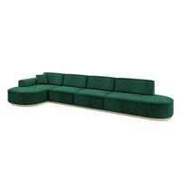 ECKSOFA Ottomane Links MARI-L3-v1 - 413x171x83 cm Grün Velours - Grün, Holzwerkstoff/Textil (413/171cm) - ALTDECOR