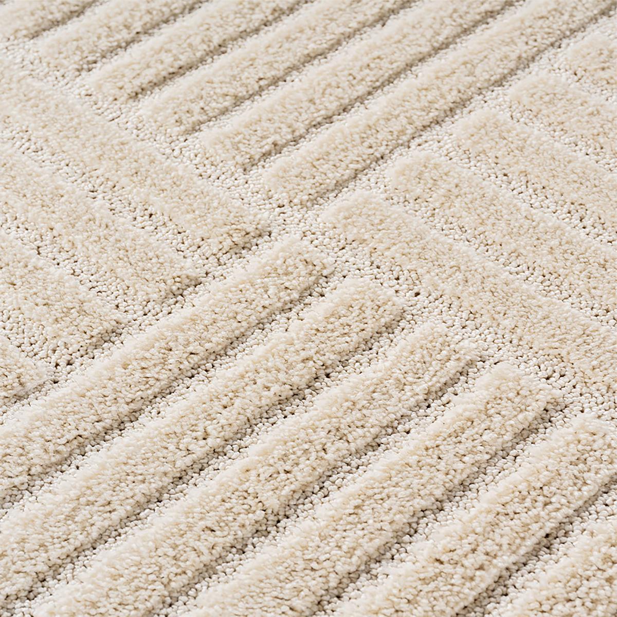 TEPPICH Hochflor RIGI in Creme, mit Cord-Streifen-Patchwork, 80 x 150 cm - Beige, Textil (150/80cm) - KADIMA DESIGN