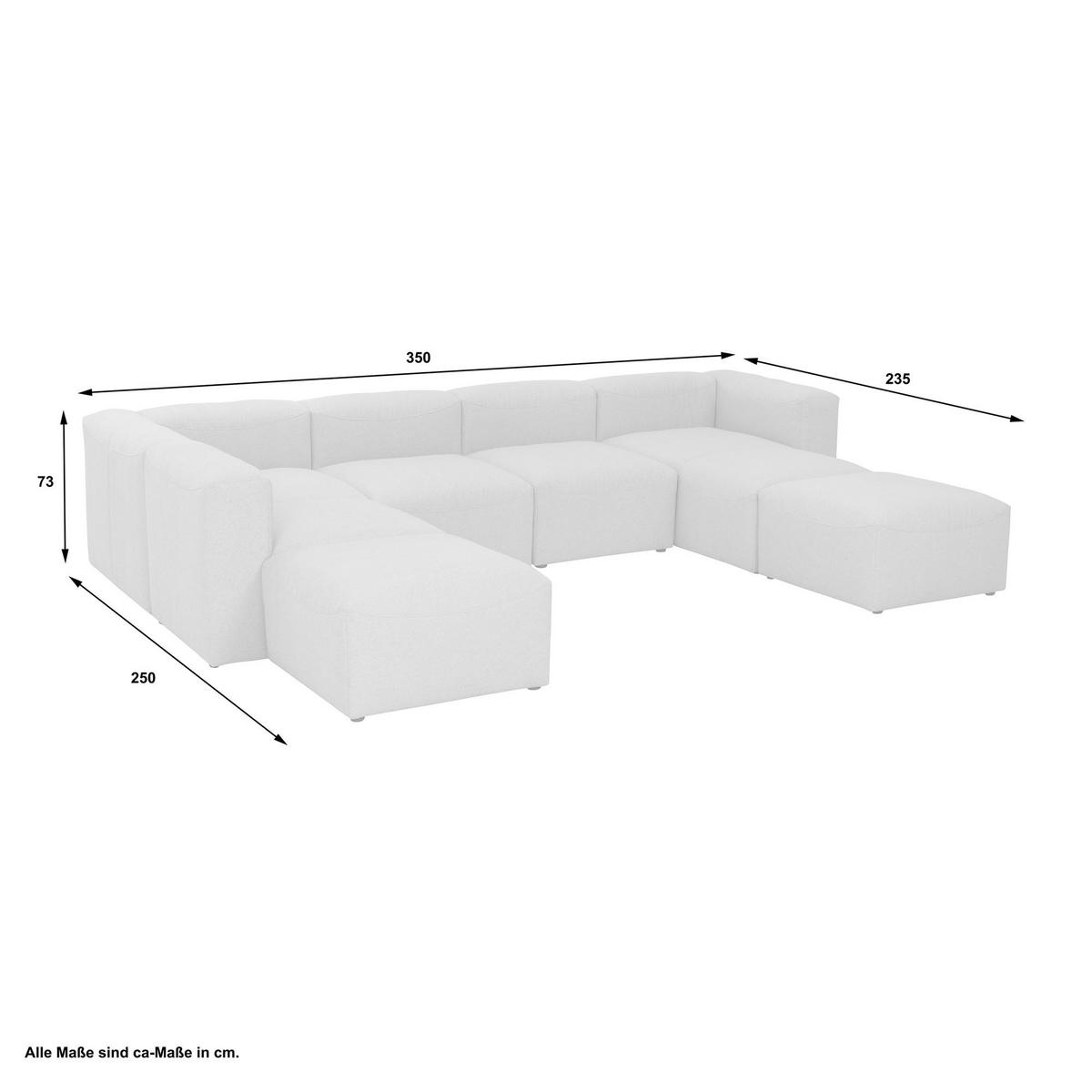 WOHNLANDSCHAFT 1 Kattrina Flachgewebe creme - Creme, Kunststoff (350/73/250cm) - 58aufmkessel