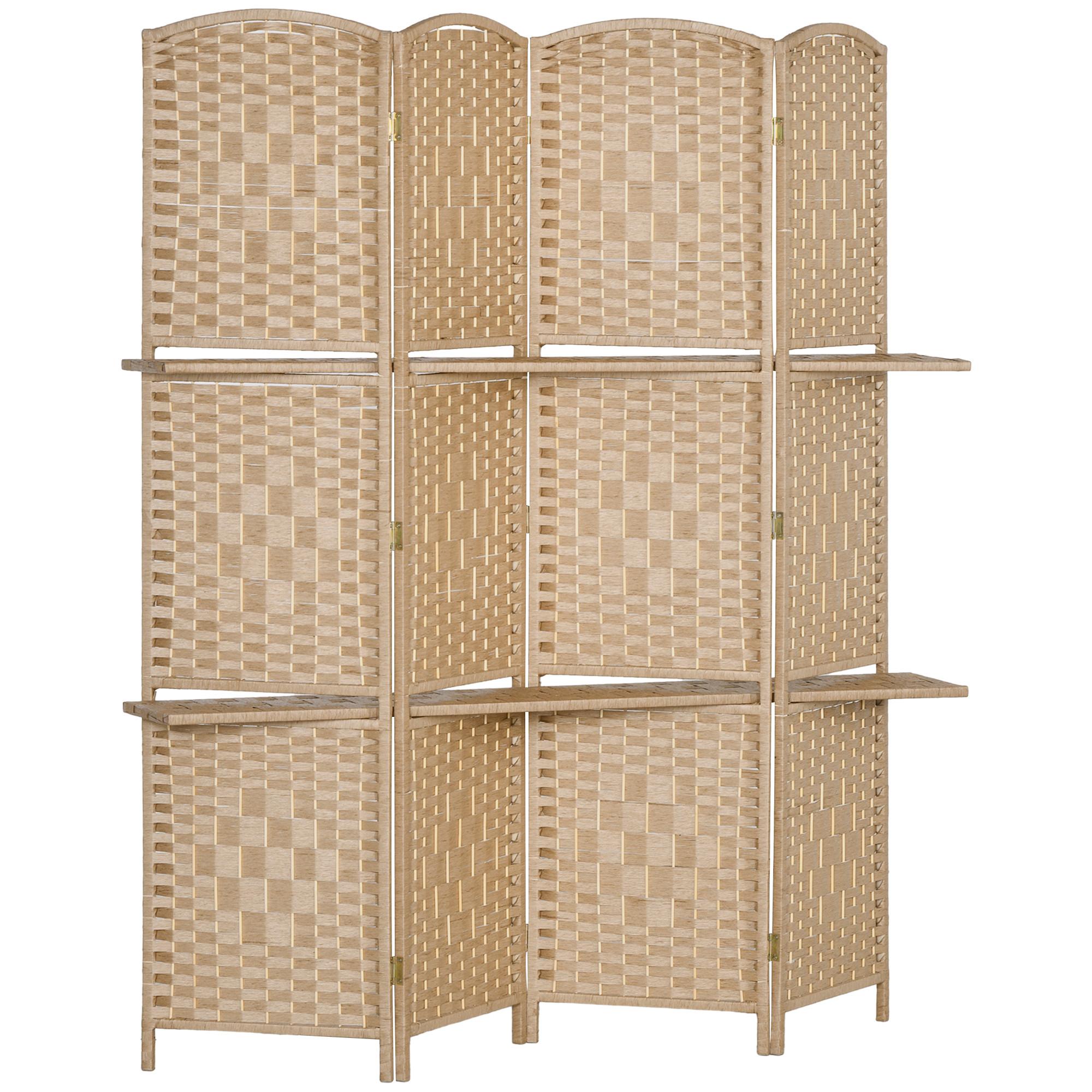 PARAVENT aus Papierfaser in Naturholz-Optik - Naturfarben, Holz/Papier (1.6/170cm) - HOMCOM