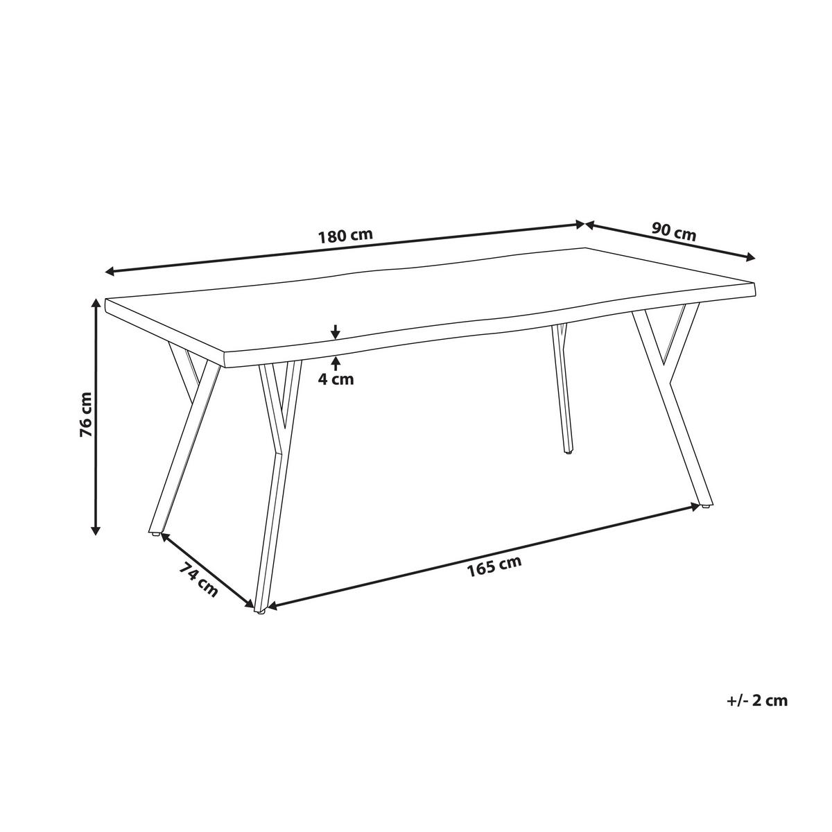 ESSTISCH heller Holzfarbton/schwarz 180/90 cm Alton - Hellbraun/Schwarz, Holzwerkstoff (180/90/76cm) - Beliani