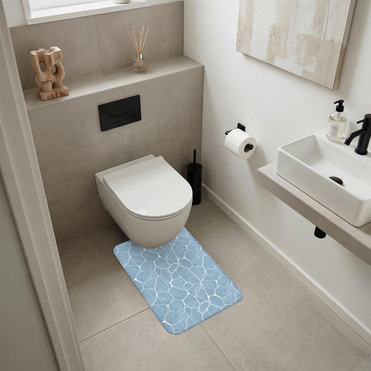 WC-VORLEGER Organisch - Muster - Blau WC Teppich 40x60 cm - Hellblau, Textil (40/1cm) - OnlyWow