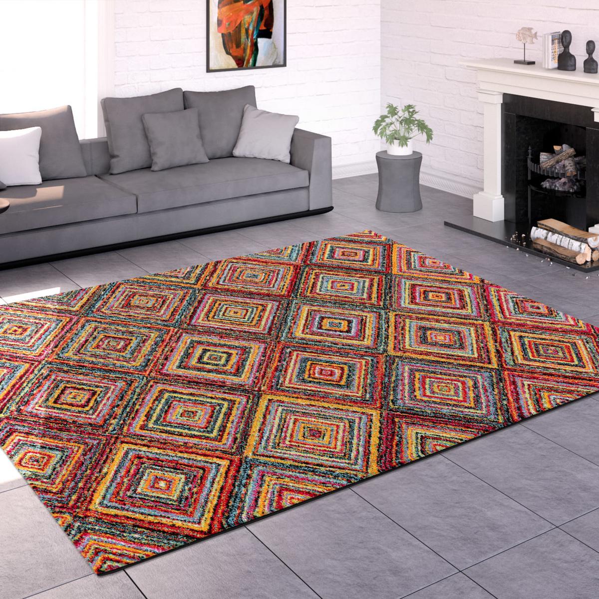 KURZFLORTEPPICH, im Ethno-Stil, aus Polypropylen, Mehrfarbig, 160 x 230 cm - Multicolor, Textil (230/160cm) - KADIMA DESIGN