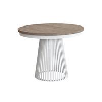 ESSTISCH Lumi, Runder, ausziehbar auf 180 cm, mit Metallbeinen, Walnussfarben+Weiß - Kaschmir/Walnussfarben, Metall (100/100/77cm) - Beautysofa