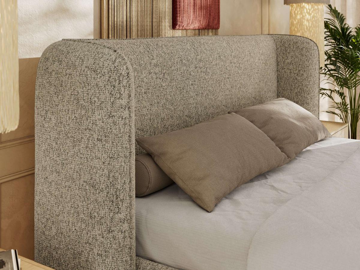 POLSTERBETT EMORA CLASSIC 200/200 - Dunkelbeige Strukture - Multipocket-Matratze - Sandfarben, Textil (200/200cm) - MKS