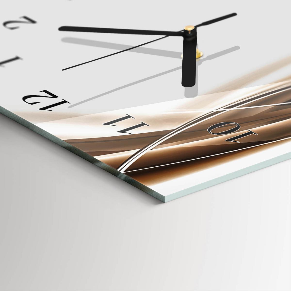 WANDUHR aus Glas 30x60 cm - Muster - Beige, Glas (30/60/0.4cm) - TULUP