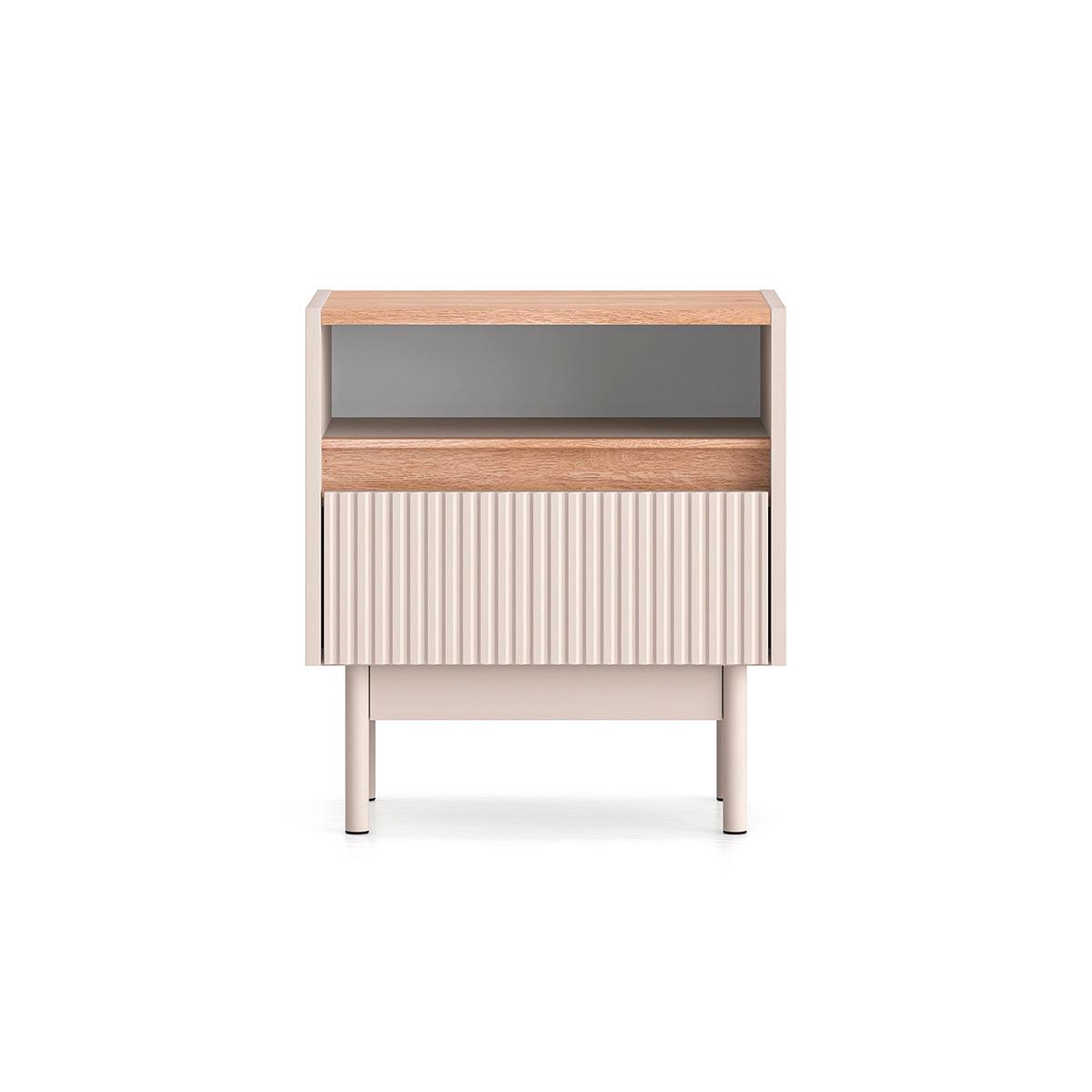 NACHTTISCH Connie Kaschmir und Holz - Beige, Holzwerkstoff (49.8/55/35cm) - Petits-meubles