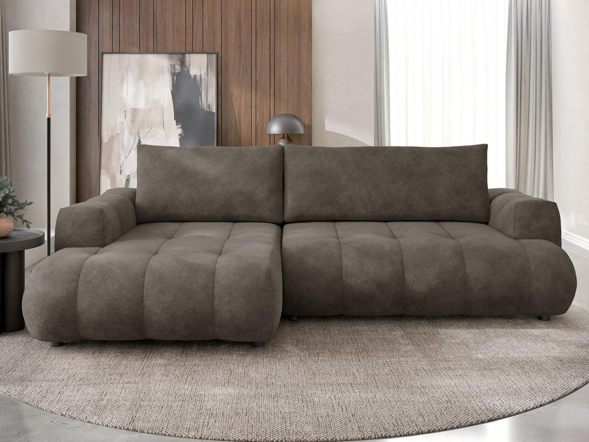 ECKSOFA Haiti, Seite: Links LC+2R - Schwarz/Braun, Holz/Textil (276/156cm) - MIRJAN24