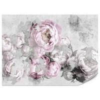 FOTOTAPETE für Küche Abstrakte Pink Pfingstrosen Beton Vintage 150x105 - Rosa/Grau, Papier (150/105cm) - Muralo