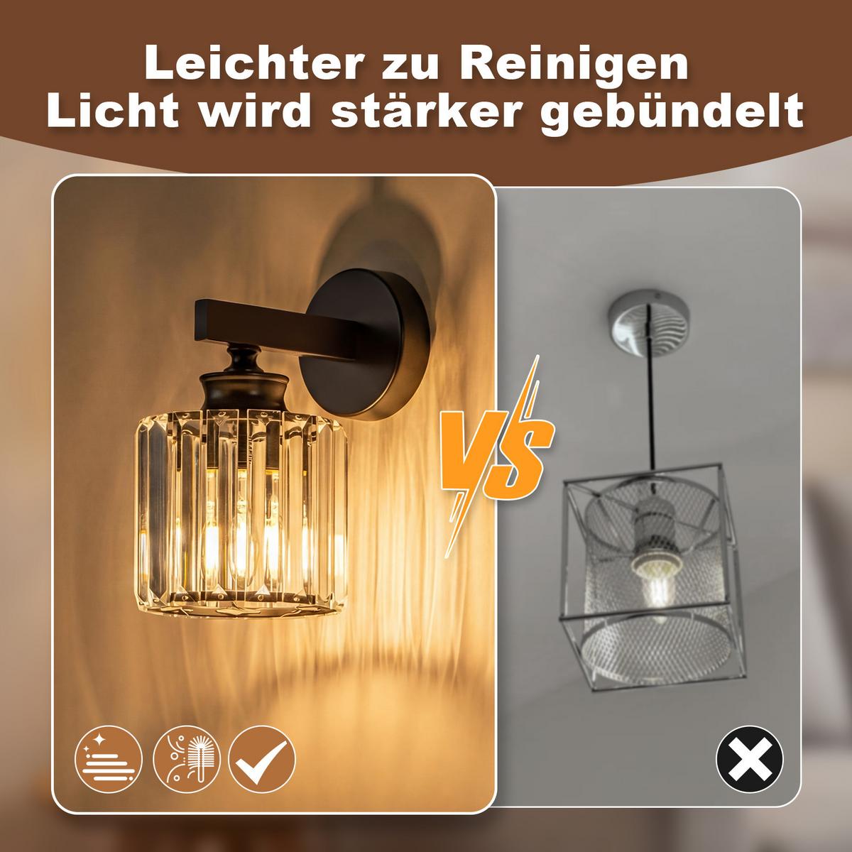 WANDLEUCHTE Irwen 13.6/13.6/23 cm - Schwarz, Glas/Metall (13.6/23/13.6cm) - ZMH
