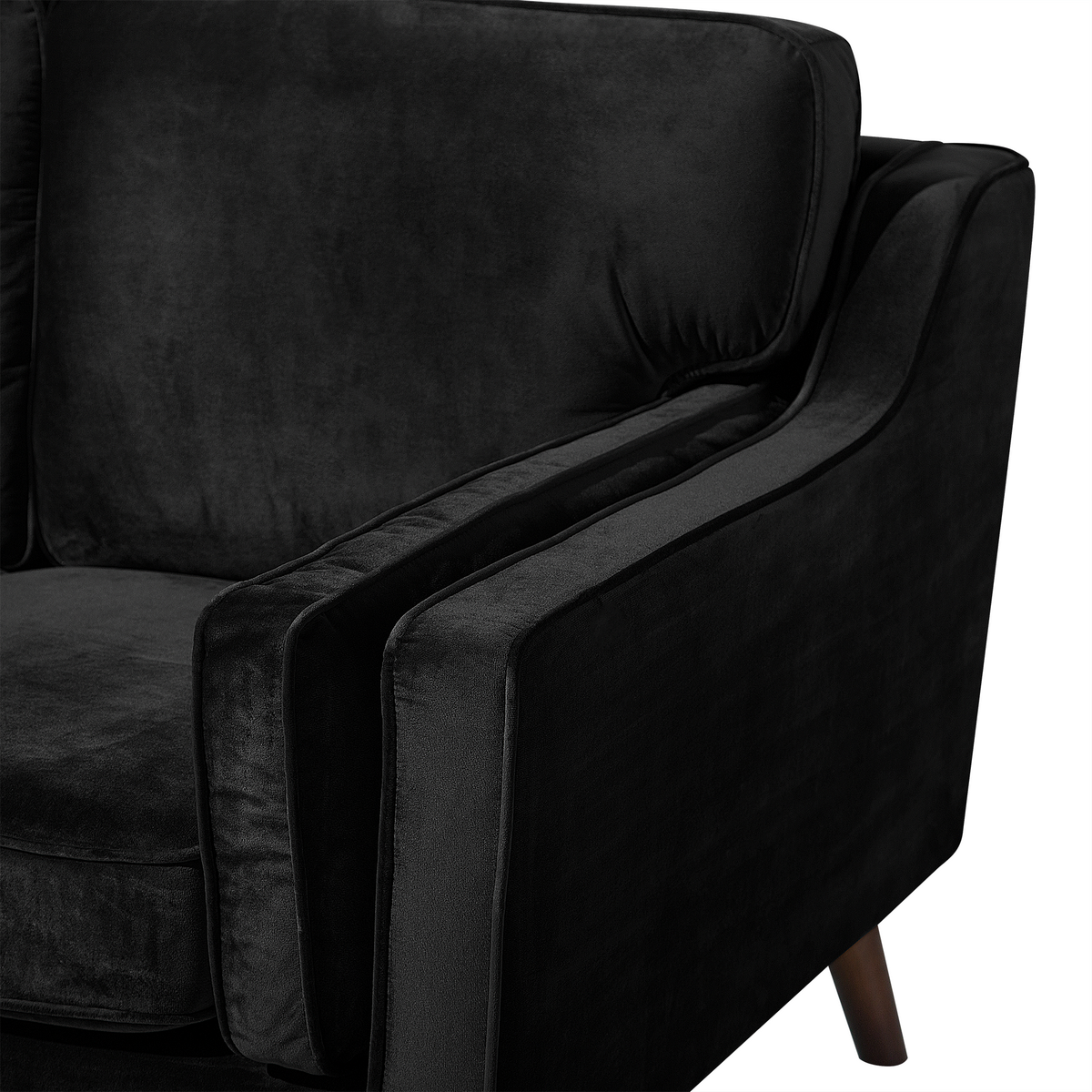 3-SITZER-SOFA Samtstoff Schwarz Lokka - Schwarz, Textil (204/85/83cm) - Beliani