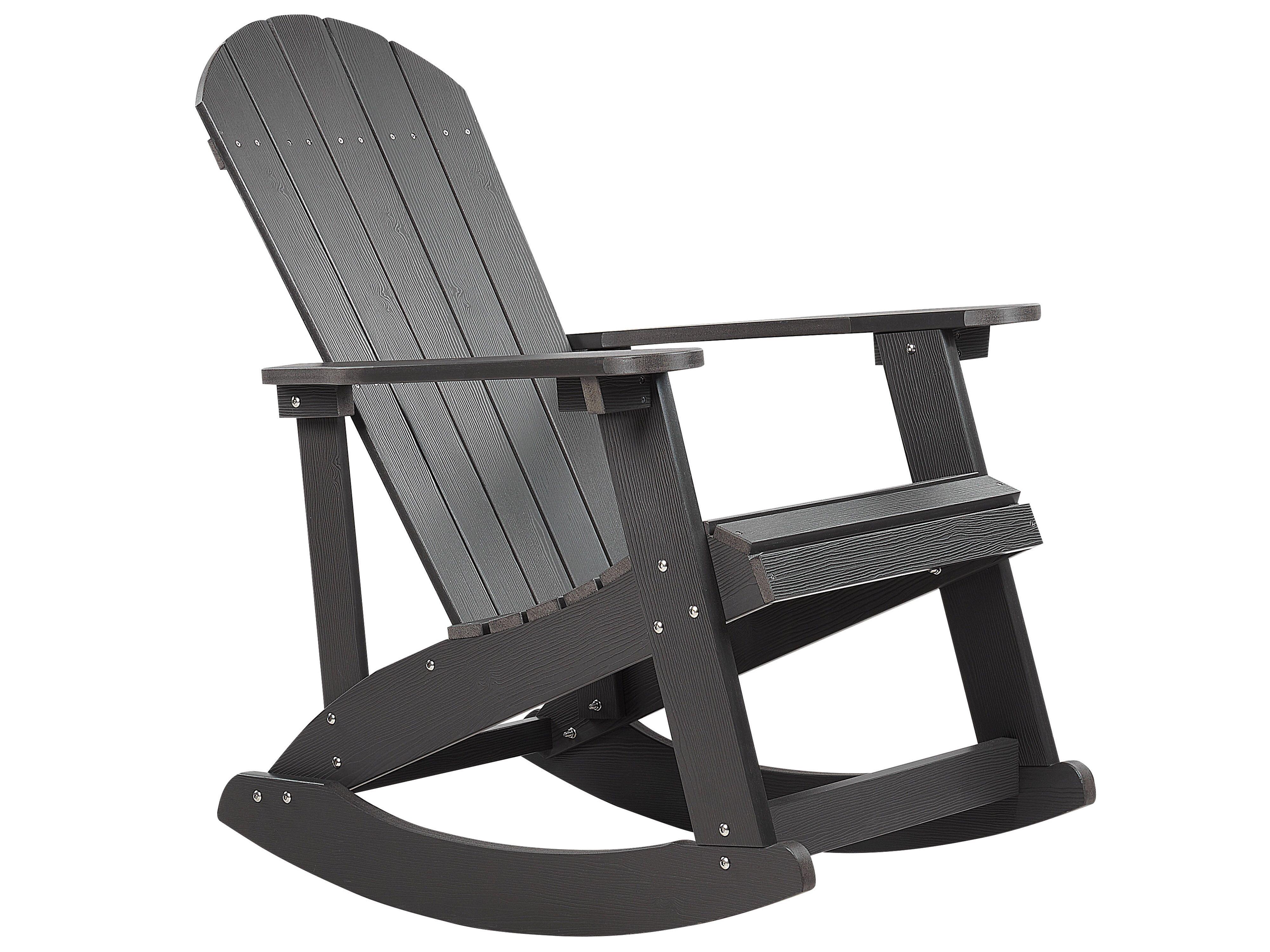 GARTEN-SCHAUKELSTUHL Kunstholz dunkelgrau Adirondack - Grau, Kunststoff (76/100/94cm) - Beliani