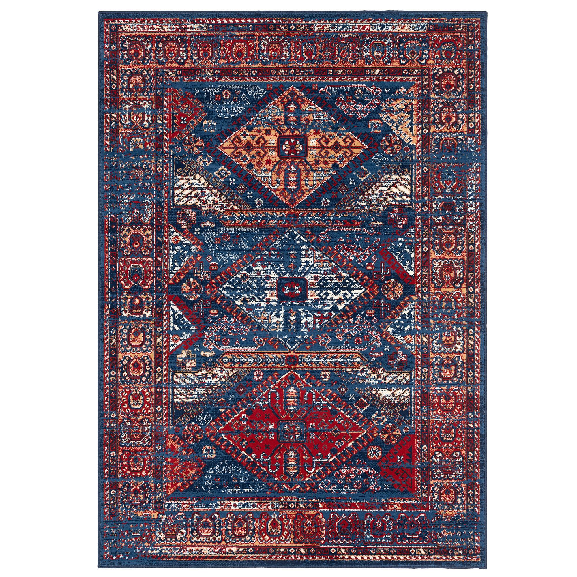 DESIGNER TEPPICH POP-VINTAGE ORIENT BORDÜRE - Blau, Textil (80/150cm) - Pergamon