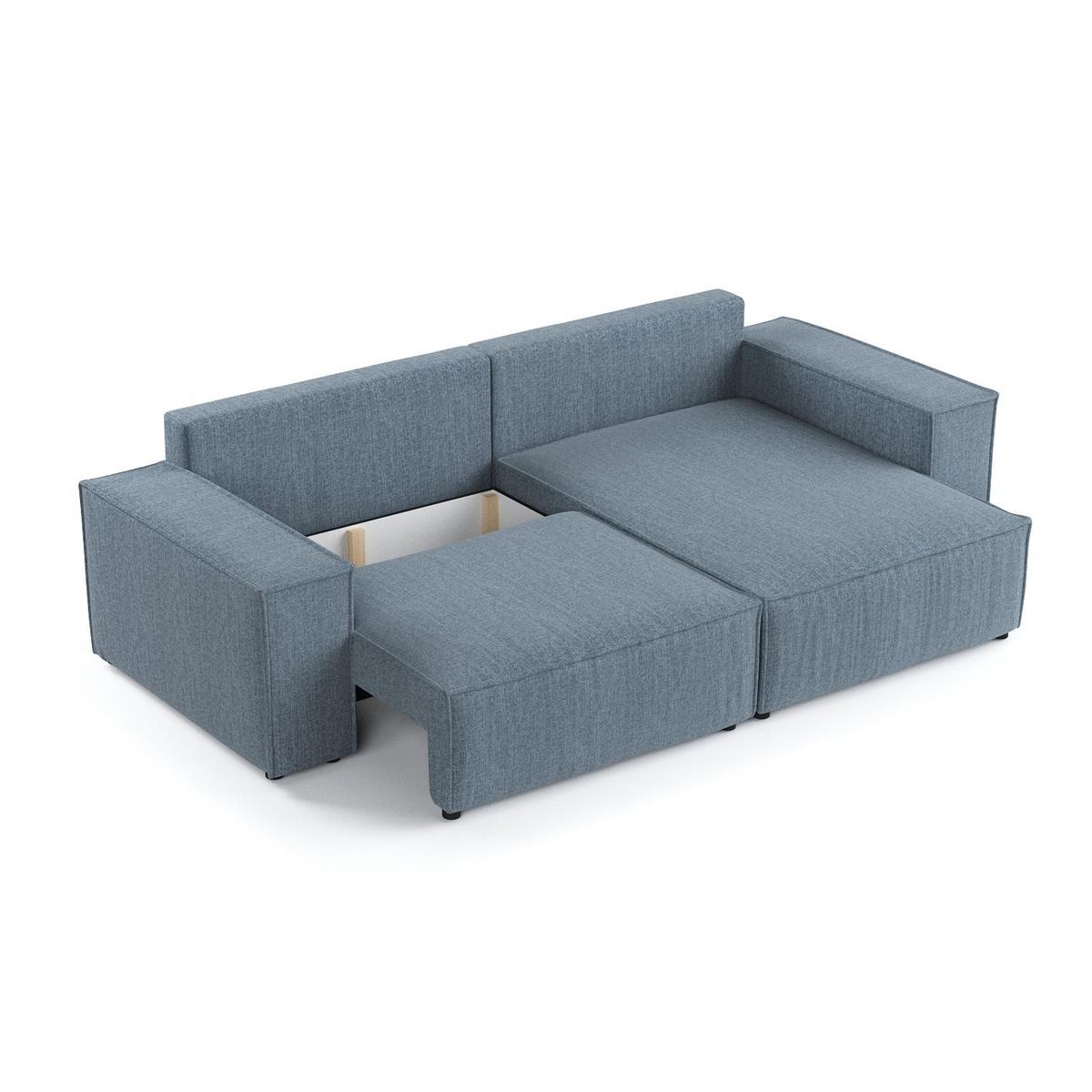 ECKSOFA SENSO mit Schlaffunktion Blaugrau im City Stoff - Blaugrau/Schwarz, Holz/Holzwerkstoff (255/148cm) - AltaBeds