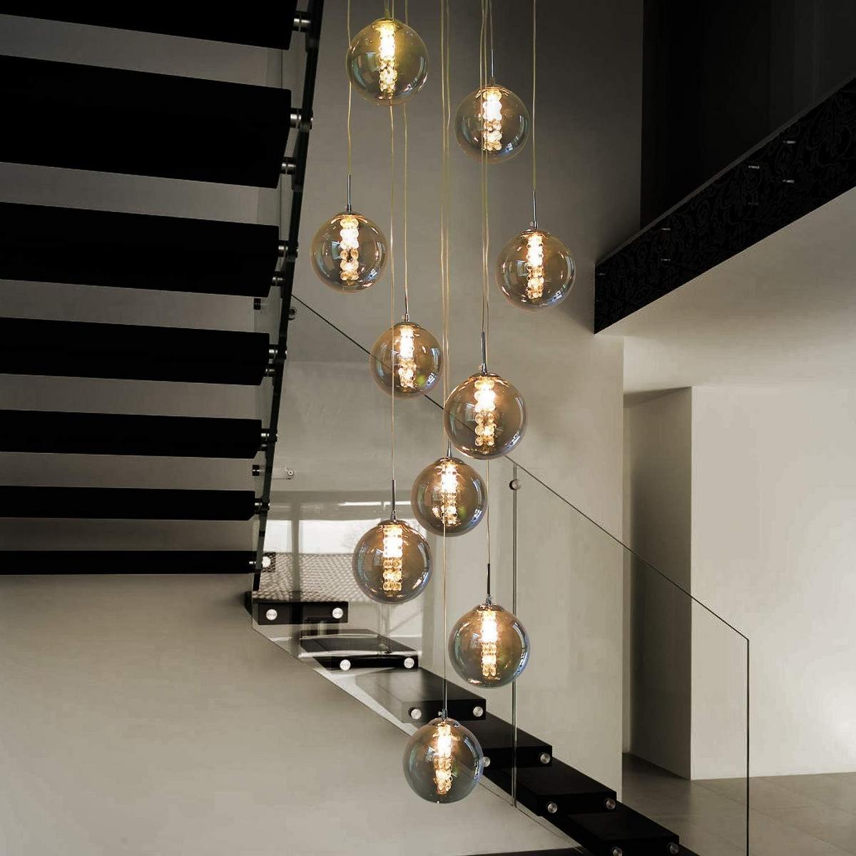 PENDELLEUCHTE Energie 10-flammig 41/41/240 cm - Grau, Glas (41/41/240cm) - Nettlife