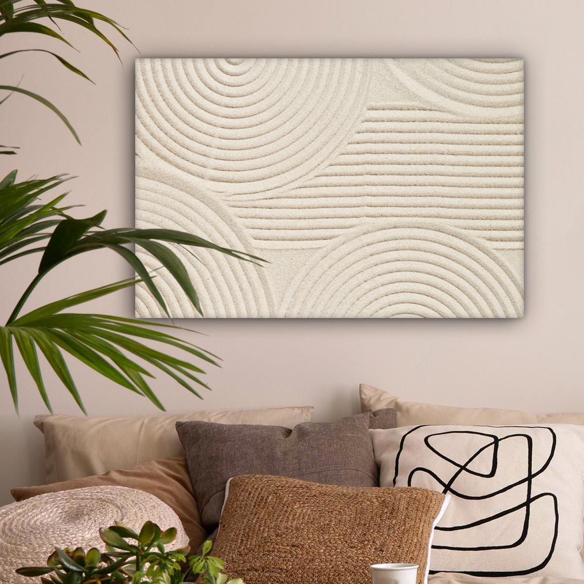 LEINWANDBILD Muster - Abstrakt - Weiß Gemälde 60x40 cm - Beige, Textil (60/40cm) - MuchoWow
