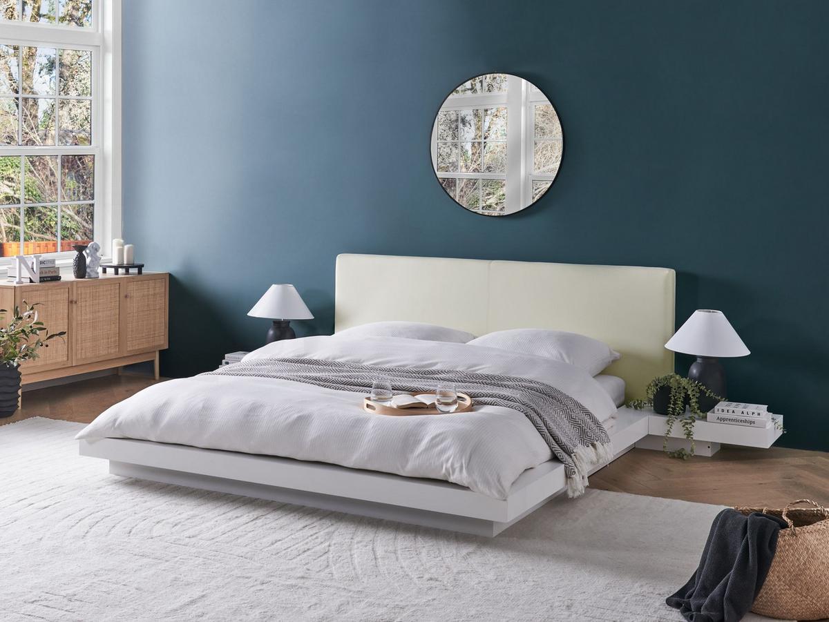 BETT mit Lattenrost 160x200 cm Weiß Zen - Weiß, Holzwerkstoff (160/200cm) - Beliani