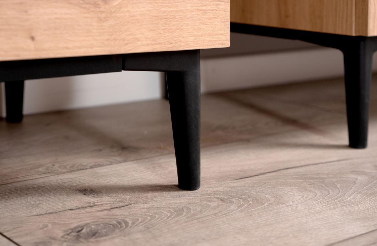 TV-BOARD Nola Artisan Oak Dekor/ schwarz - Schwarz/Braun, Holzwerkstoff/Kunststoff (160/48/37cm) - Finori GmbH