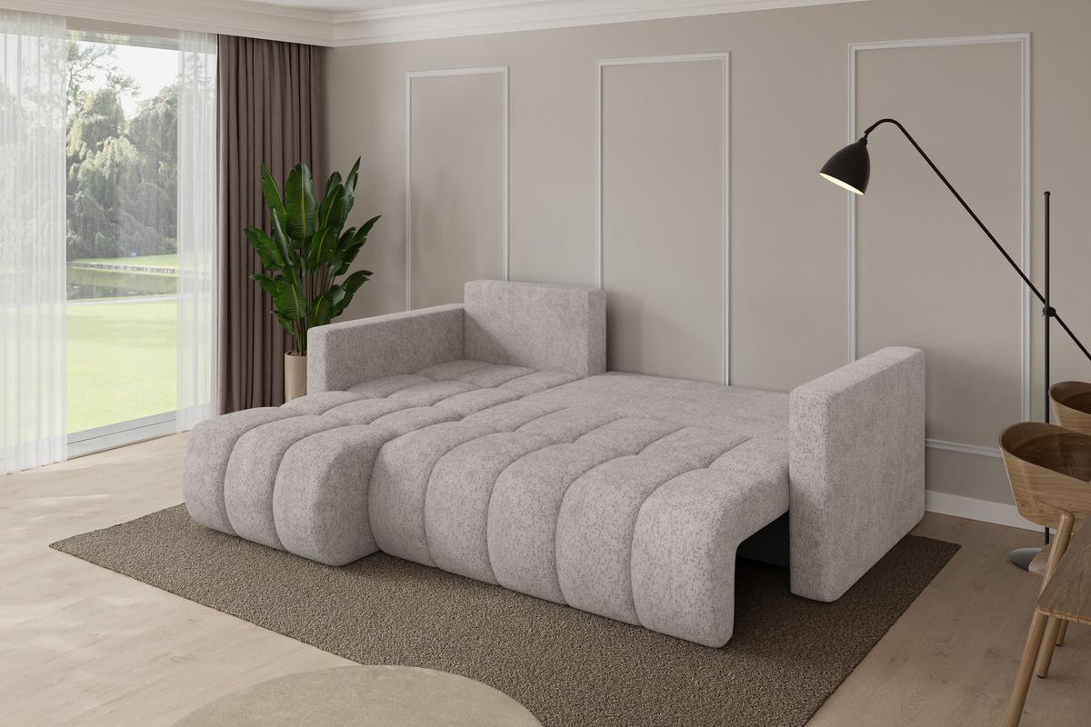 ECKSOFA mit Schlaffunktion Ottomane Links GARD-L 226x146x85 Hellgrau Velours - Hellgrau/Schwarz, Holzwerkstoff/Kunststoff (226/146cm) - ALTDECOR